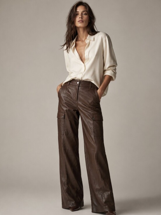 Bod & Christensen Pants - Bod & Christensen Brown 100% Leather Cargo Pants Size 2